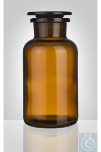 Stopfles, bruin, brede hals, ronde schouder, 100 ml, NS 29/22, afm. Ø 51 x H 95 mm, compleet met...
